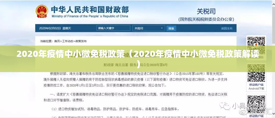 2020年疫情中小微免税政策（2020年疫情中小微免税政策解读）